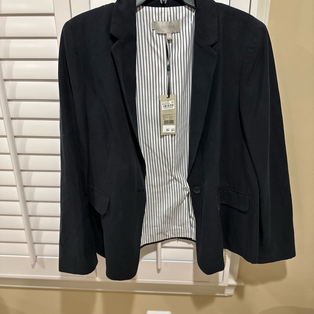 Hobbs London Navy Blue Silk Linen Jacket